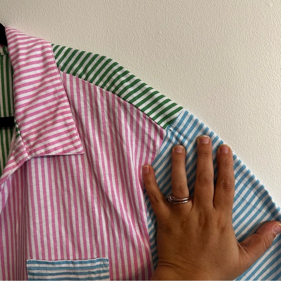 💥Koolaburra by UGG Notch Collar Print Block Pajama Shirt Top Womens 2X, stripes - Picture 7 of 11